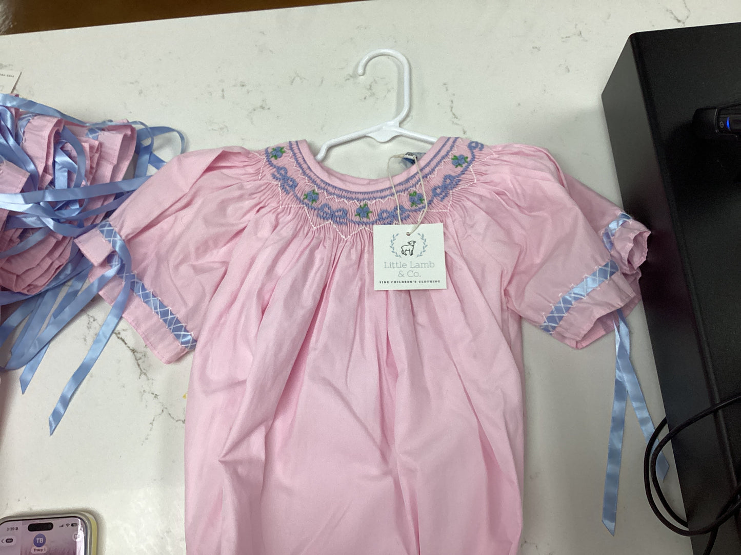 Little Lamb & Co. Pink Smocked Bubble