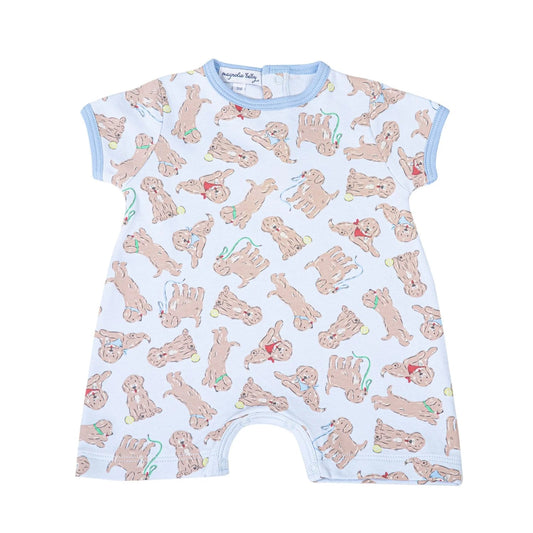 Golden Pup Short Playsuit: Light Blue