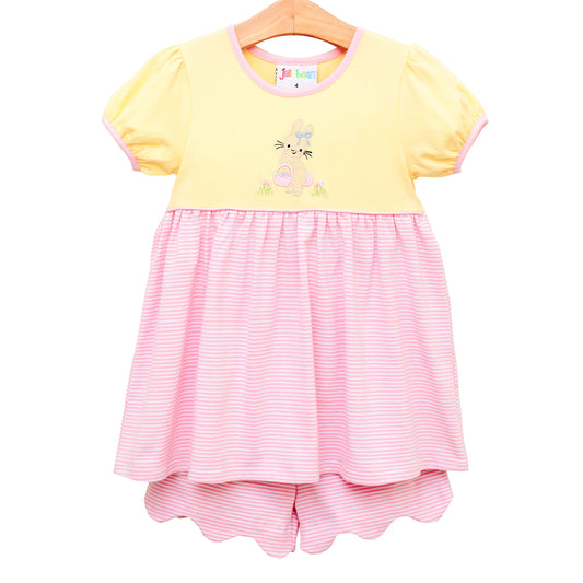 Hoppin' Down The Bunny Trail Scallop Short Set Pink