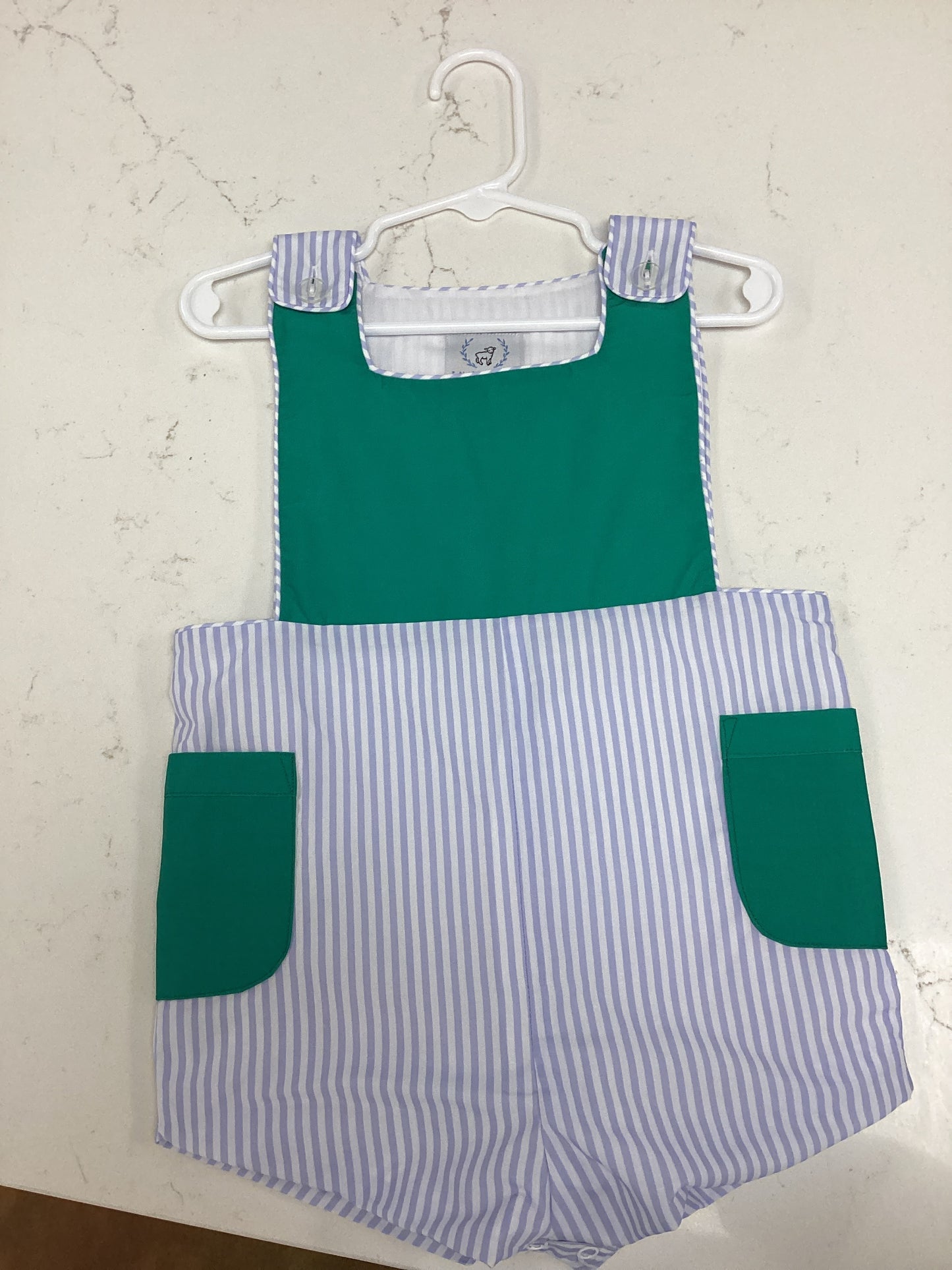 LLC Blue stripe with Green Overalls