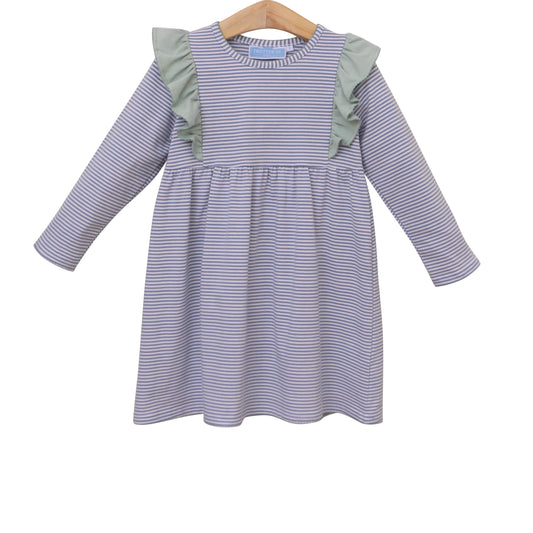 Dusty Blue Stripe Sage Dress