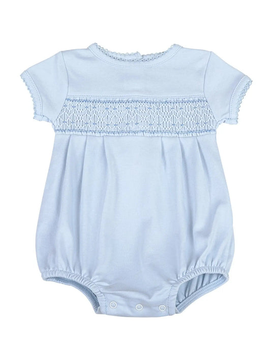 MB Smocked Short Sleeve Blue Bubble