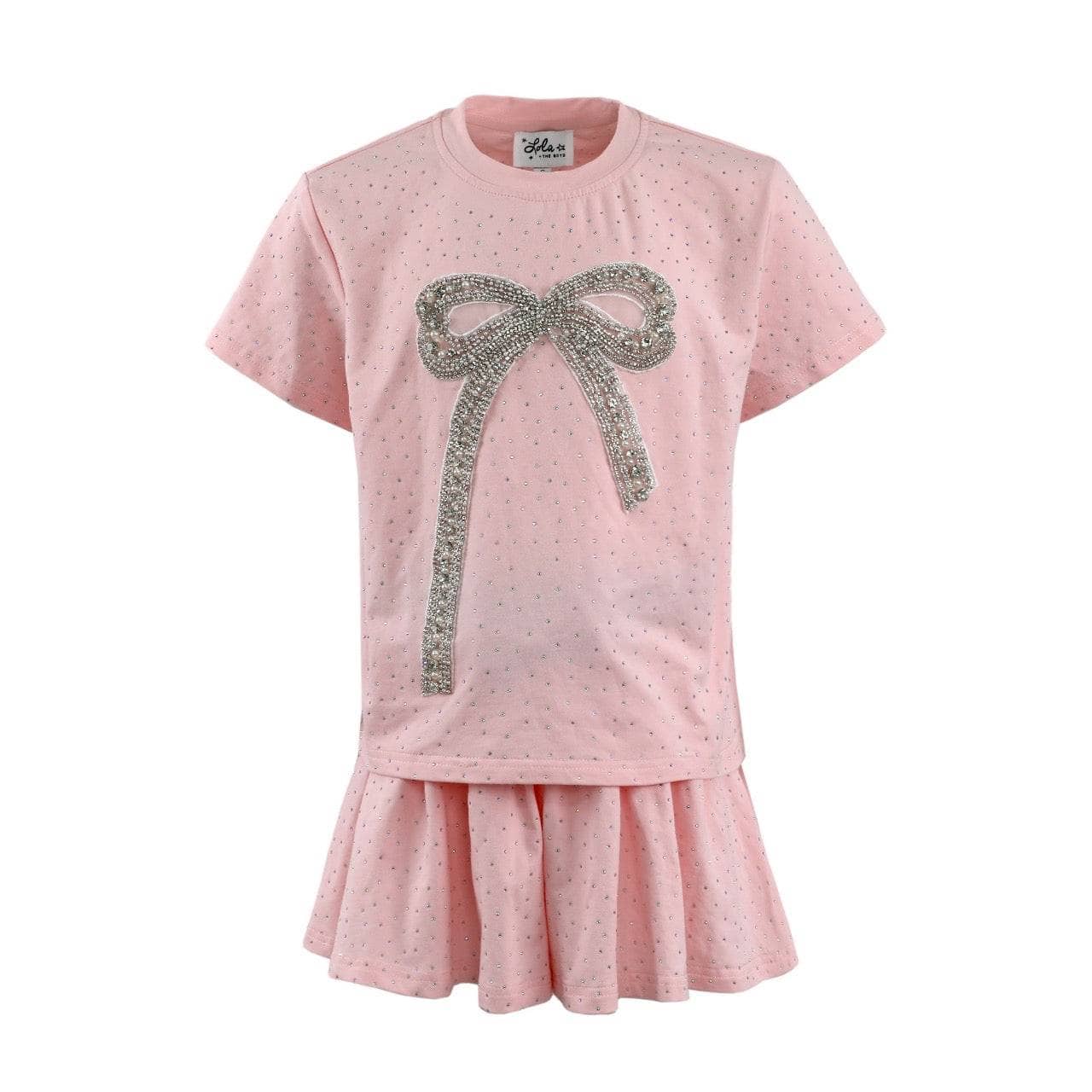 PINK CRYSTAL BOW SHORT SET- LB