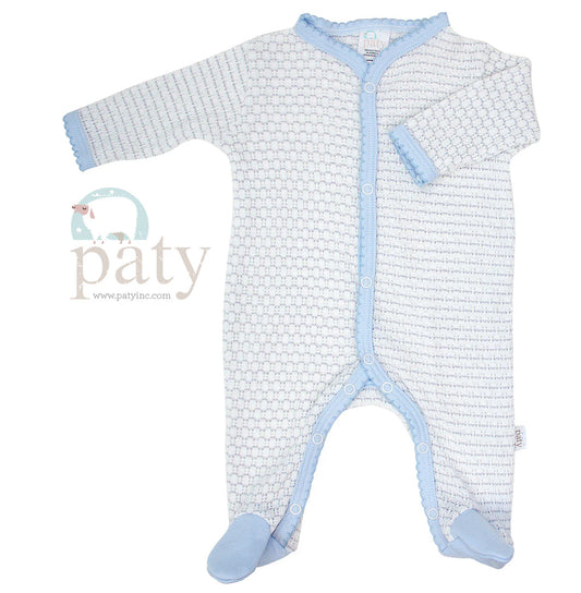 Paty Pin Stripe Footie- Blue