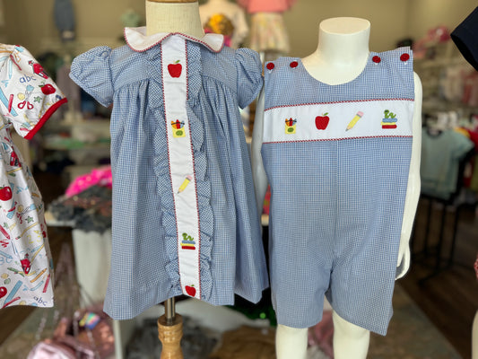 BTS LT Blue Gingham Embroidery Shortall