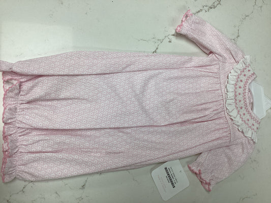 Petit Bebe Pink Flower Gown Smocked Collar 0-3m