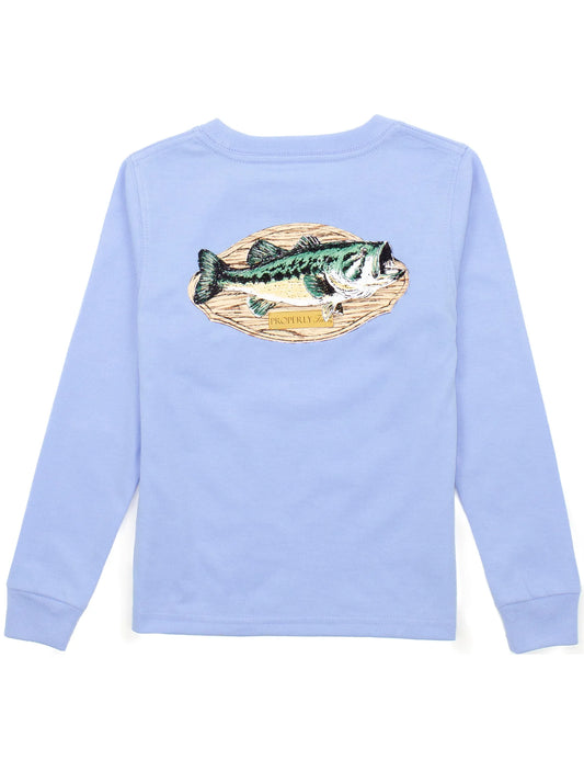 Boys Bass Mount LS Light Blue Tee
