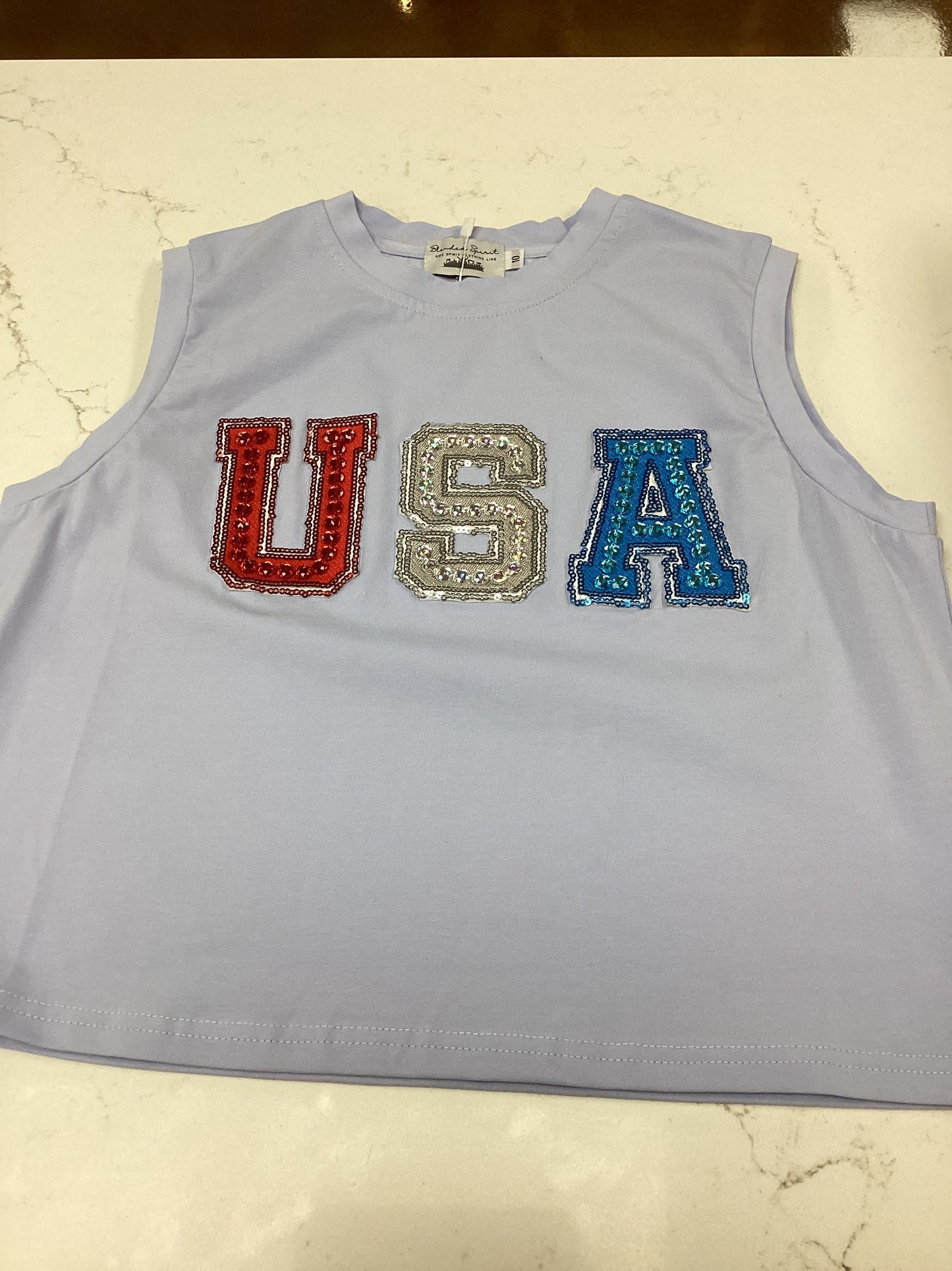 Blended Spirit Sequin USA Top