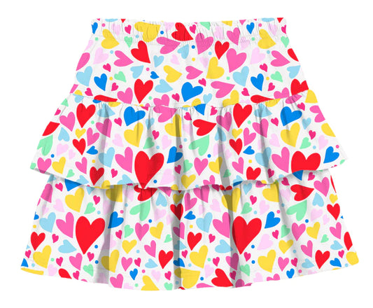 Rainbow Heart Ruffle Skort