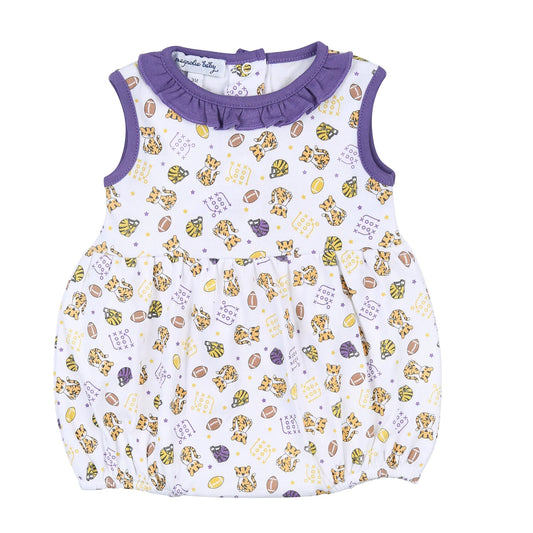 TIGER FOOTBALL PRINT SLEEVELESS GIRL BUBBLE - PURPLE/GOLD