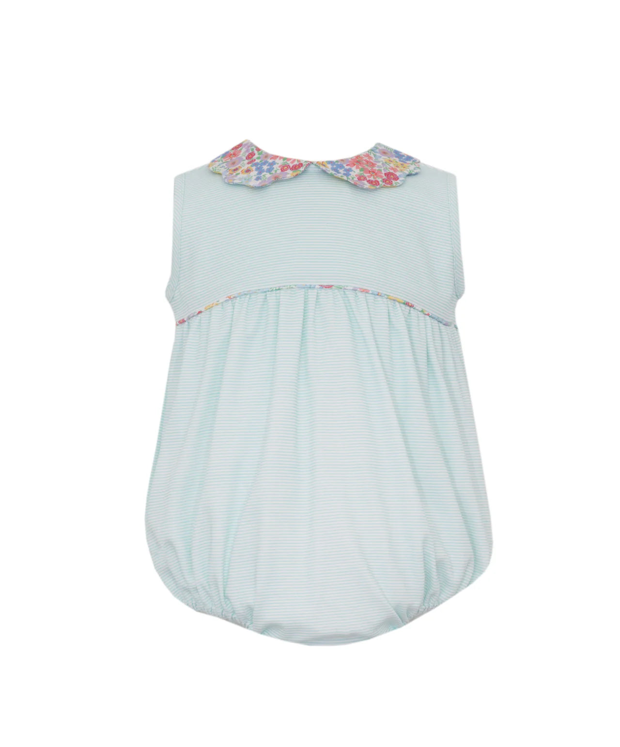 Aqua knit stripe floral bubble