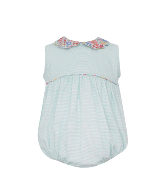 Aqua knit stripe floral bubble