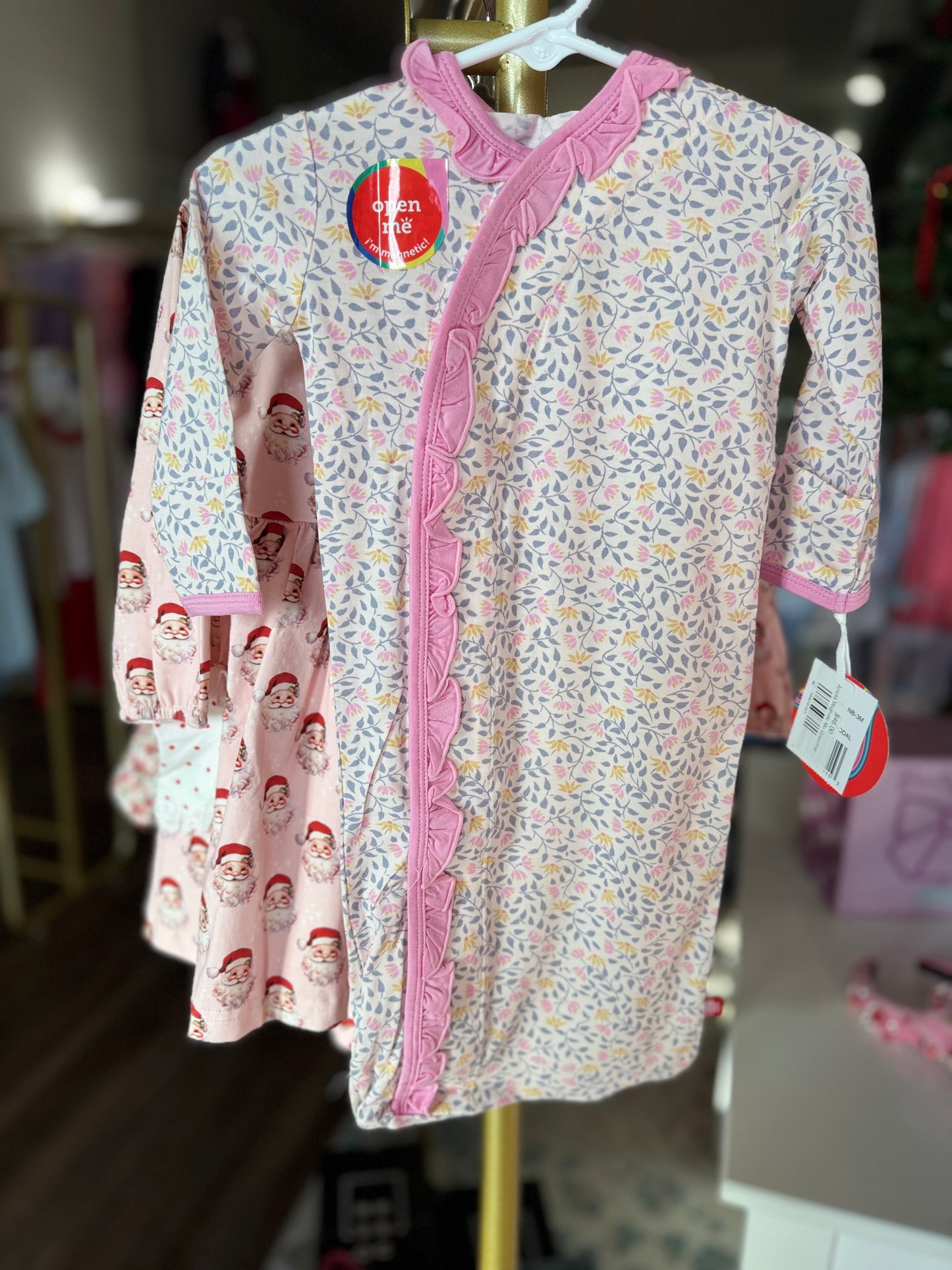 Santa Embroidery Green/Red Gingham Classic PJs