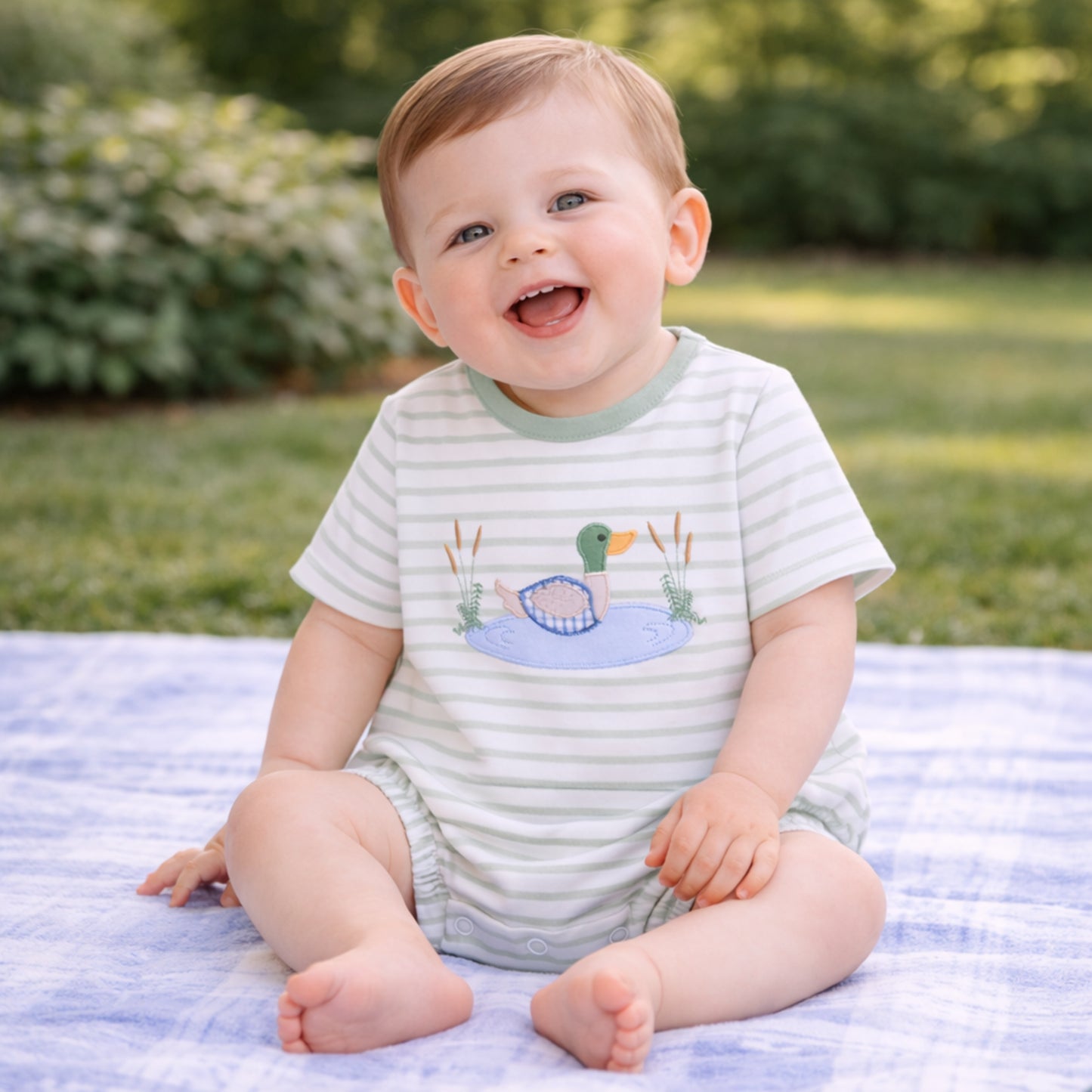 Duck Appliqué Boy Bubble TS