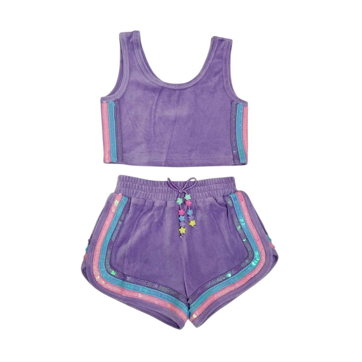 Rainbow Velour Sequin Tank Set