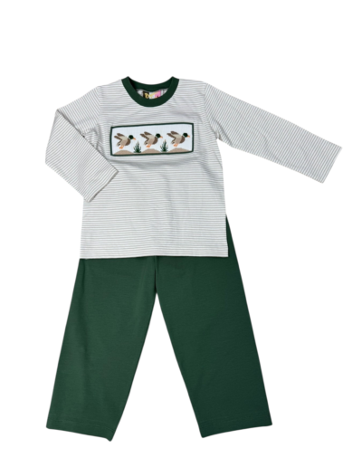 Mallard Duck Smocked Boys Pant Set