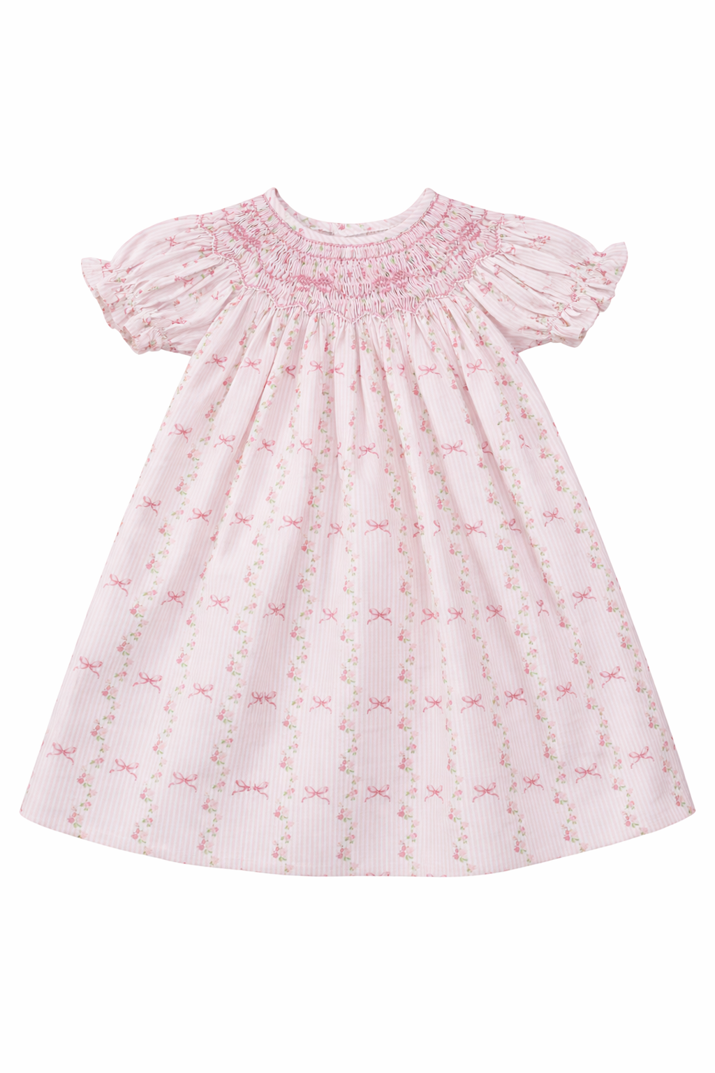 Brittany Stripe Bow Smock Dress/Bubble