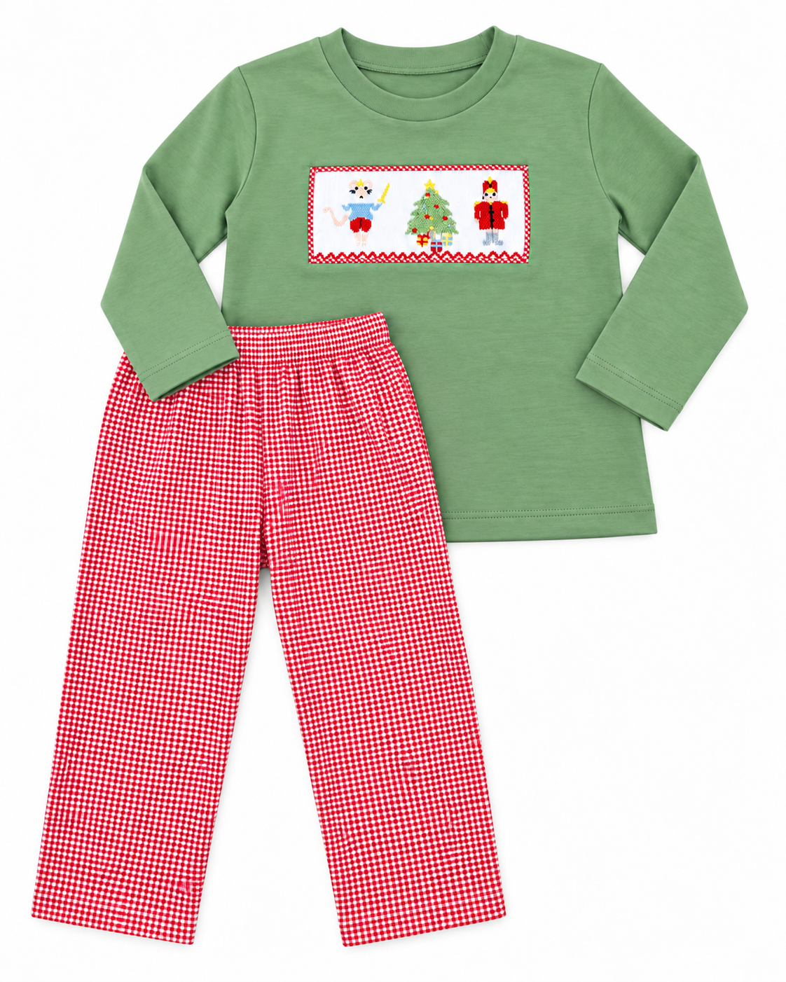 Nutcracker Smocked Green Boy Set