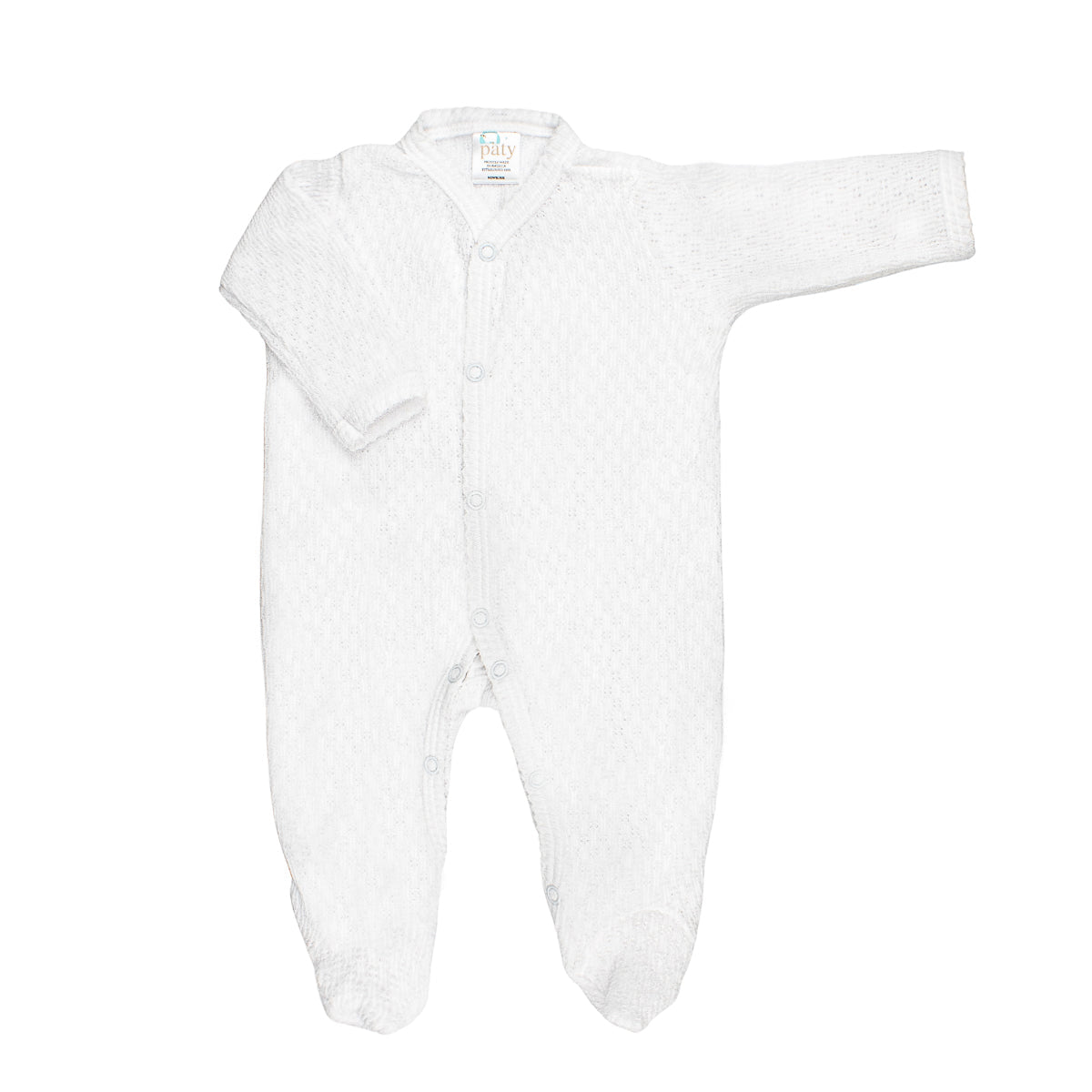 Paty White Footie w/ Mint Trim