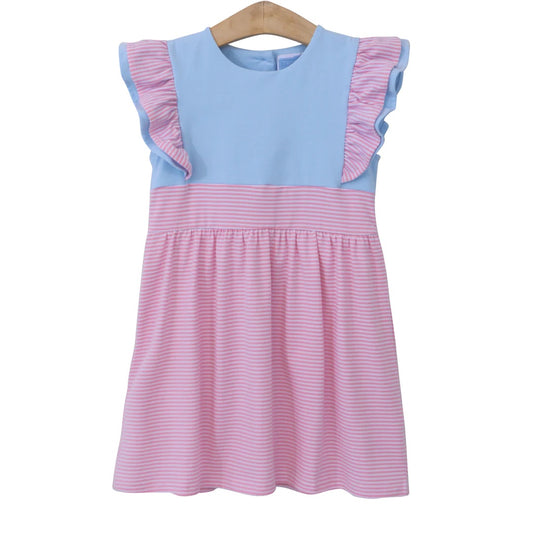 Light Pink Stripe& light blue Rosie Dress