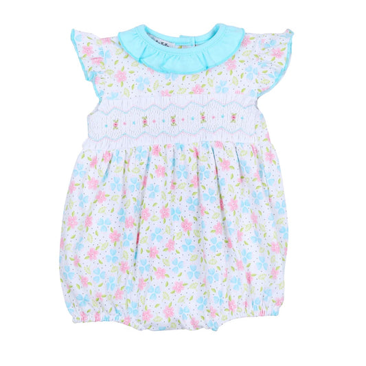 Natalie Smocked Printed Flutter Bubble