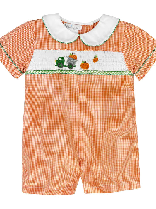Smocked Collared Pumpkin Romper
