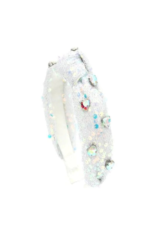 Sequined Jewel Heart Knot Headband