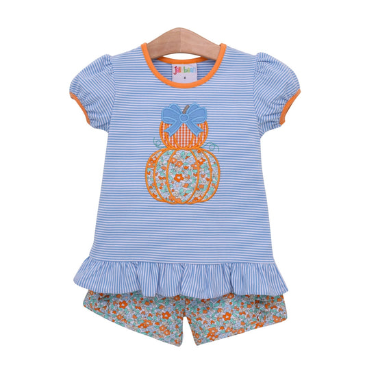 Pumpkin Stack Ruffle Short Set