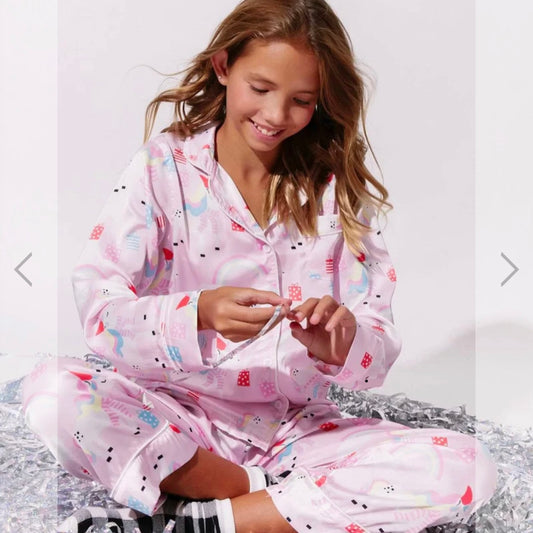 Lola and the Boys Christmas Unicorn Silk Pjs