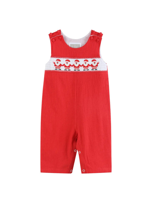 Red Santa Smocked Overalls