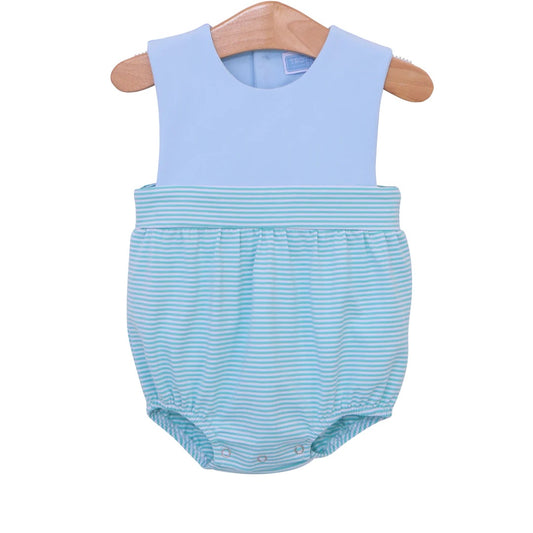 Thomas Sun Suit - Mint Stripe&Light Blue