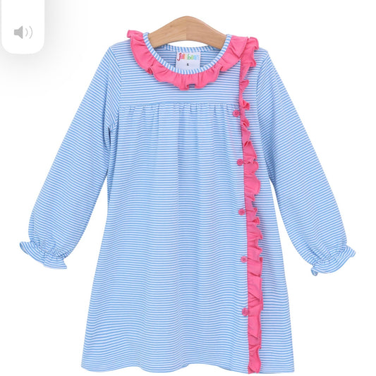 Clara Cornflower Stripe and Watermelon Dress