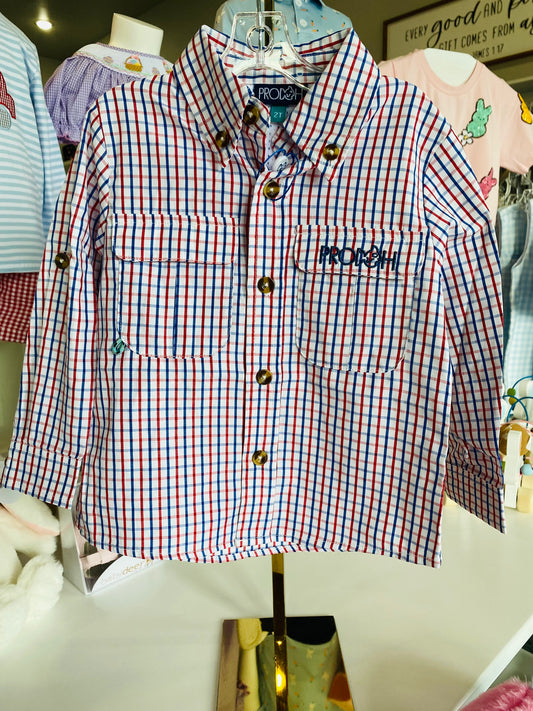 Founders Kids Fishing Shirt - red/white/blue