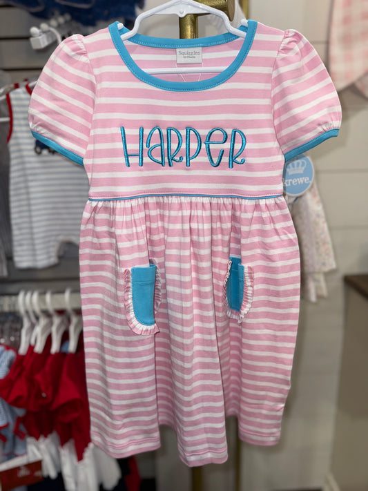 Pink and Aqua Squiggle Dress