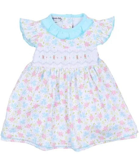 Natalie Classic Smocked Printed Flutter Toddler Dress
