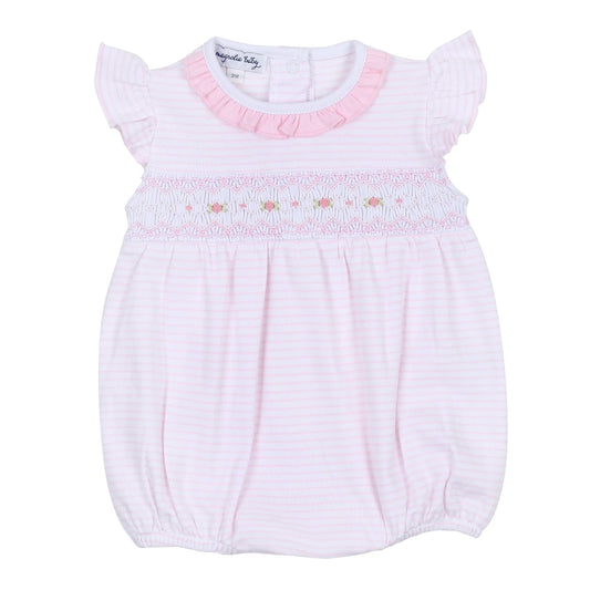 Katie and Kyle Pink Smocked Ruffle Flutters Girl Bubble