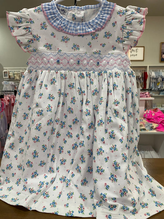 MB Blue Floral Smocked Dress