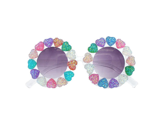 Round Glitter Heart Sunglasses