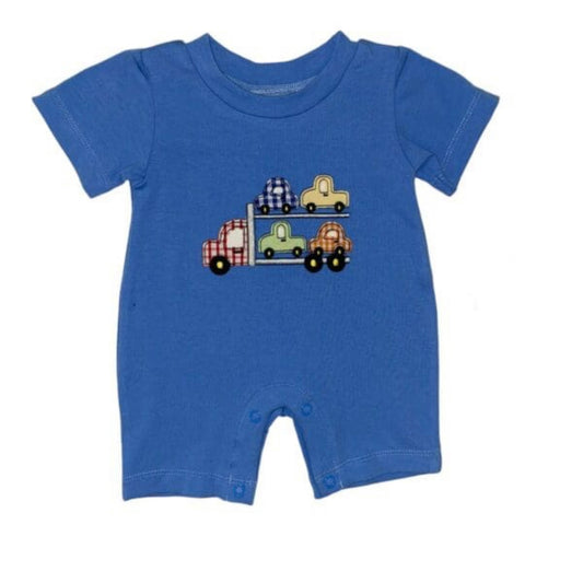 Car Hauler Boys Applique Romper