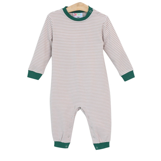 Thomas Tan Stripe & Hunter Green Romper
