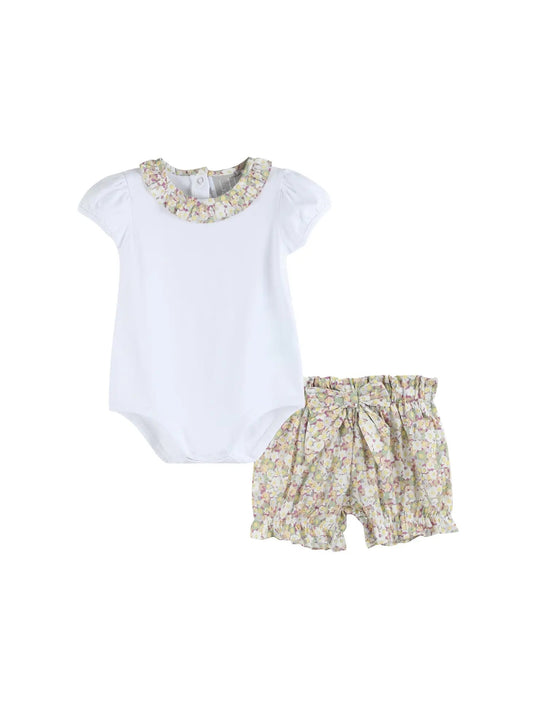 Purple Floral Print Bloomer and Shirt Set