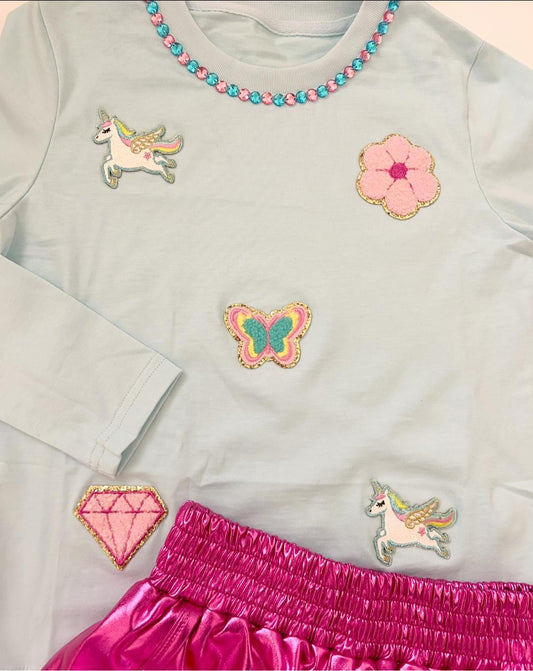 Rhinestone Blue Unicorn shirt