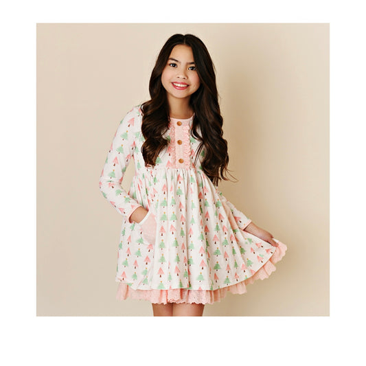 Swoon Baby Pink Christmas Bliss Pocket Eyelet Dress
