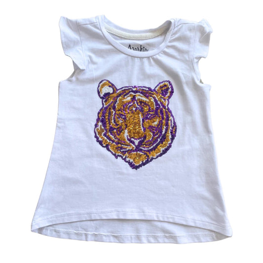 Tiger sequin flutter tee