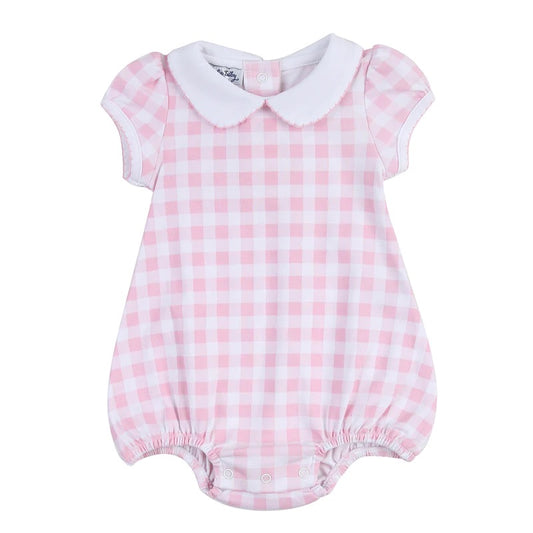 Baby Check Pink Collared Bubble