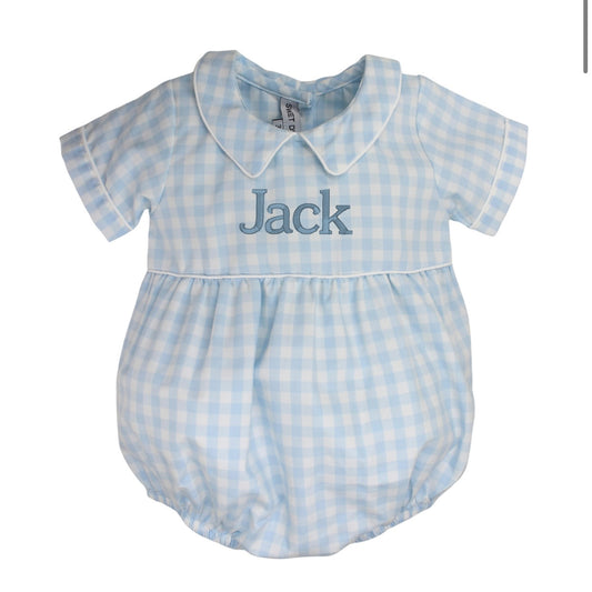 Boys Blue Gingham Bubble Romper