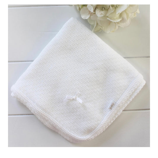 Paty Knit Receiving/Swaddle White Blanket