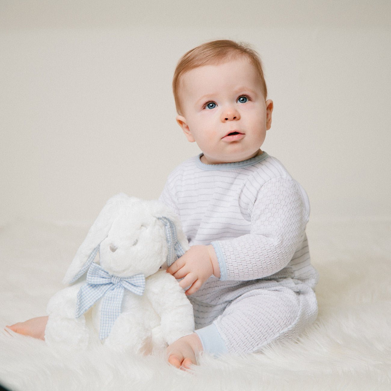 Blue Long Sleeve Pinstripe Romper