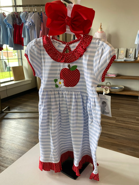 Red Apple applique Dress