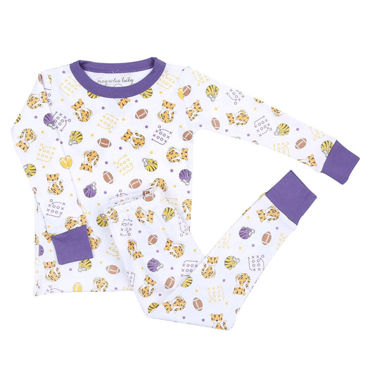 Tiger Football Purple Gold Long Pajamas